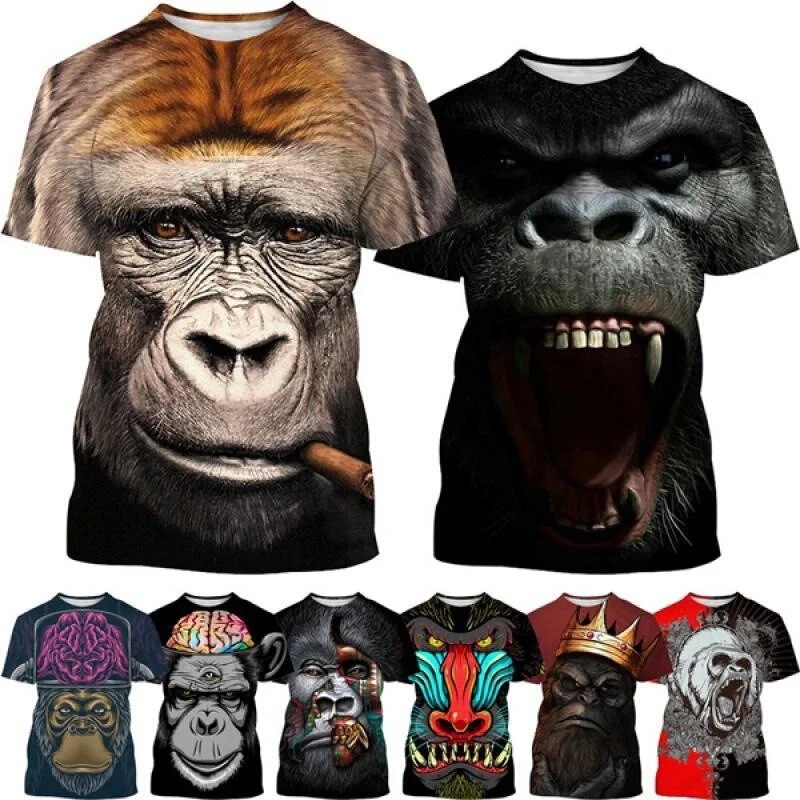 New gorilla head animal 3D digital print T-shirt adult children casual hip hop street top supply New gorilla head animal 3D digital print T-shirt adult children casual hip hop street top supply