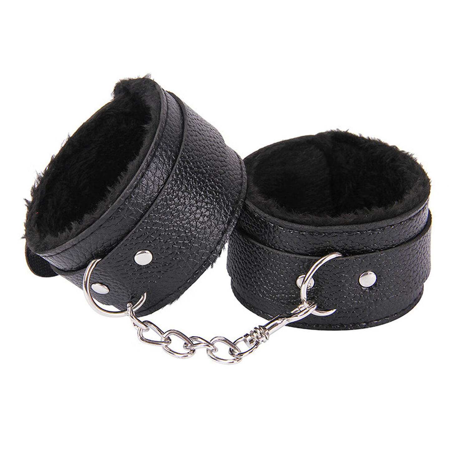 Plush Leather Handcuffs, Soft Adult Restraint Cuffs, Red Bondage Accessory — detail image 6