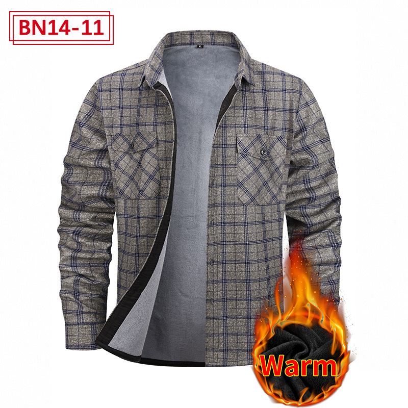 Comercio exterior transfronterizo europeo y americano más terciopelo casual engrosado camisa térmica hombres Otoño e Invierno manga larga más tamaño Otoño e Invierno camisa