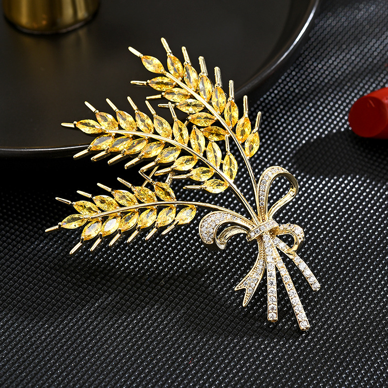 New Korean style harvest wheat ear brooch fashion high-end barley elegant corsage suit coat pin accessories lucky