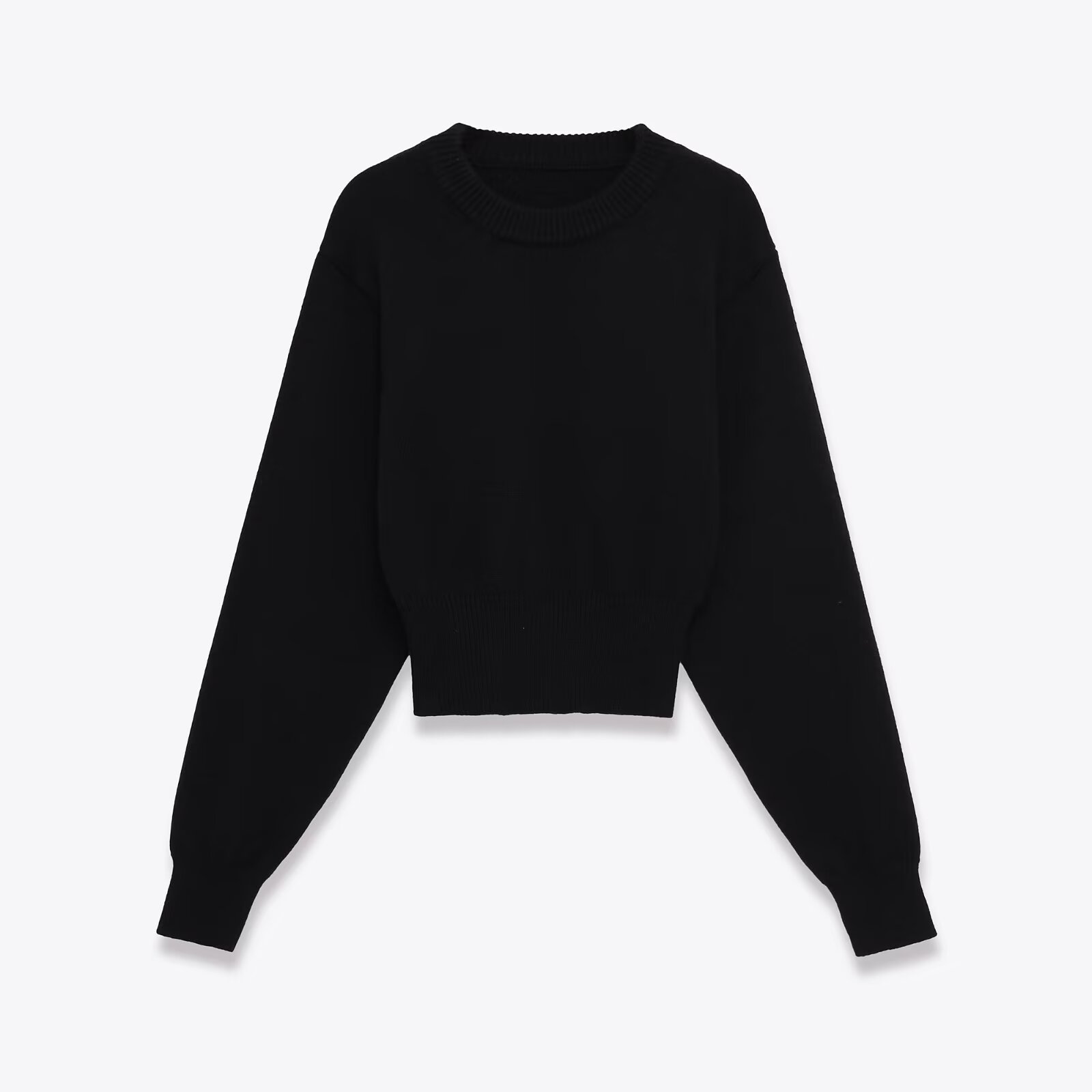 跨境批发2025夏新品欧美风女装短裙式下圆领长袖平针针织衫