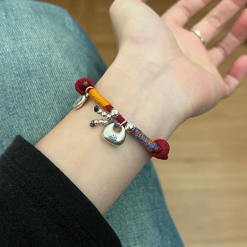 Futuo 固体ディスク巻き太い幸運袋赤いロープブレスレット編組ロープブレスレットカップル男の子と女の子ギフト編組|undefined