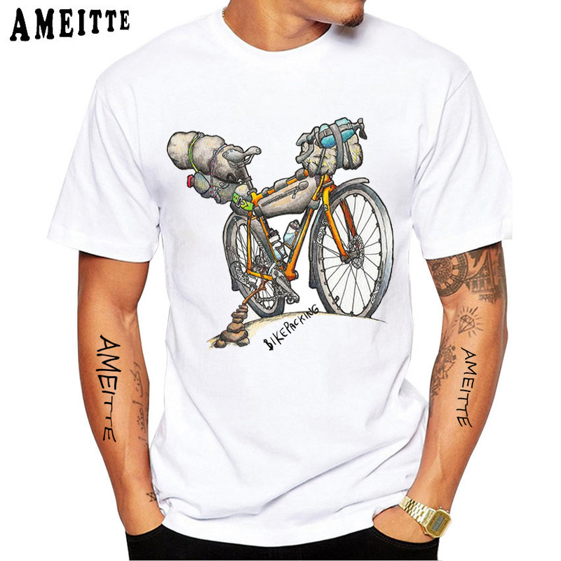 アマゾンwishクロスボーダー欧米趣味自転車プリント柄丸首半袖tシャツ男性上着速売通|undefined