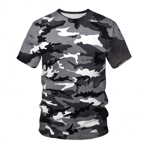 Men's 3D Digital Printing Camouflage Crew Neck Short Sleeve T-Shirt for Summer