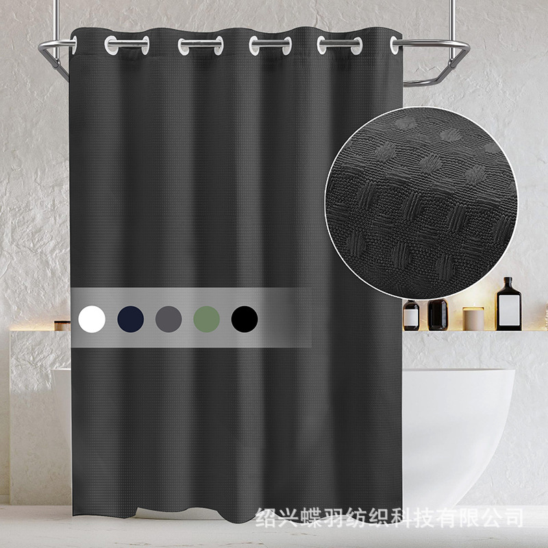 Waffle transfronterizo sólido transparente doble cortina de baño agujero grande anillo sin gancho con forro extraíble Amazon explosión