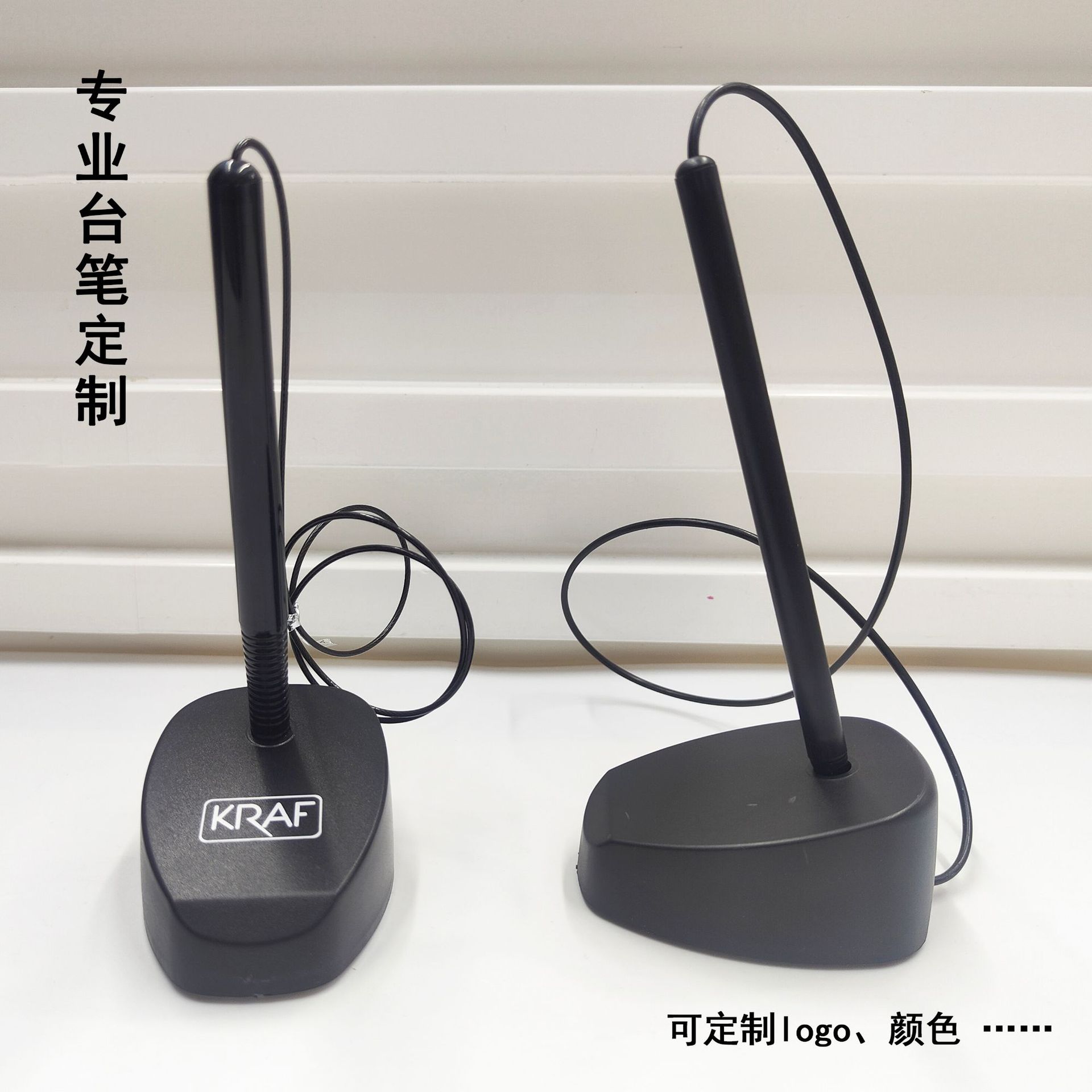 Triangular base pen holder, black soft rope, front desk pen for signing, business counter anti-loss pen, custom logo available