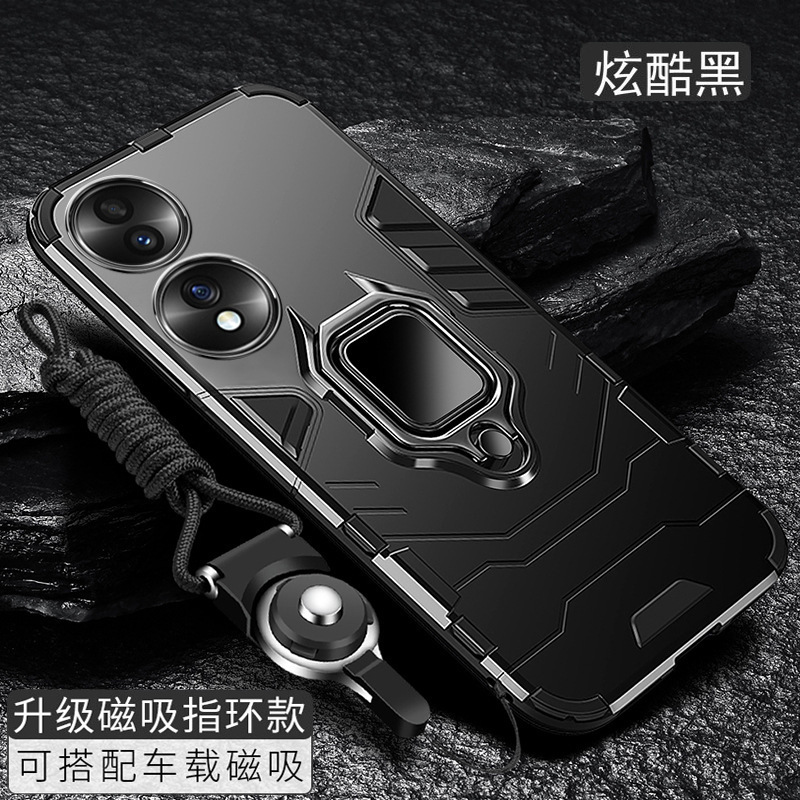 For Honor 80 Mobile Phone Case 80Pro All-in-One Ring Bracket Full-Covering Drop-Resistant Silicone Protective Case Car Magnetic Absorbing