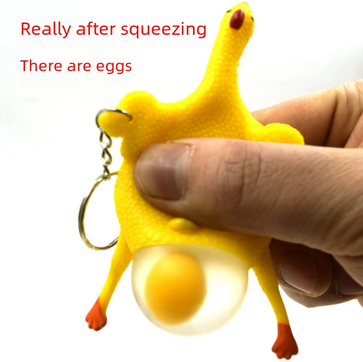 Ключодержатель-курица Squeeze, игрушка-сквизер, мягкое резиновое яйцо pop, снятие стресса 9×6 см