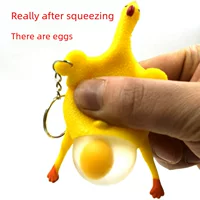 Ключодержатель-курица Squeeze, игрушка-сквизер, мягкое резиновое яйцо pop, снятие стресса 9×6 см