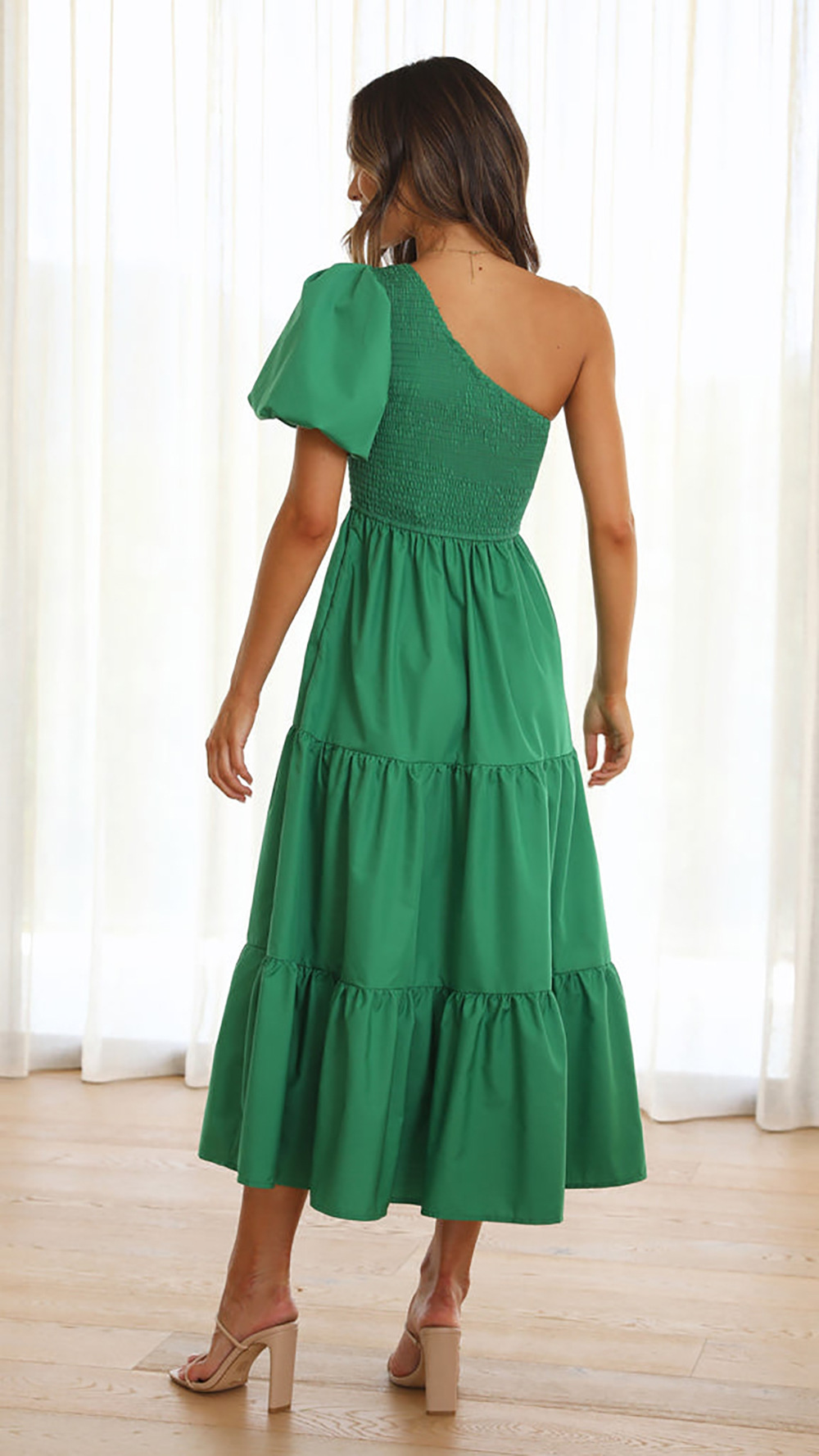 490g Weight Maxi Long Dress Dress Length Type Short Sleeve Sleeve Length Regular Dress Dresses Type Puff Sleeve Sleeve Type Polyester Fabric Type Mid Waist Waist Line Holiday, Daily Occasion Oblique collar Neckline Regular Fit Fit Type Solid Color Pattern Summer Season Women's Gender Ruffles Design Streetwear Style Wholesale Women's Streetwear Ruffles Solid Color Holiday Daily Oblique Collar Short Sleeve Regular Dress 15