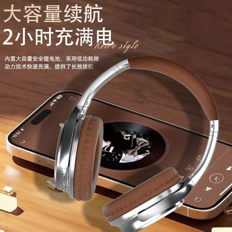 Cross-Border Factory Direct Sales Vj901 Retro Over-Ear Bluetooth Headphones 6.0 Stereo with Ultra-Long Battery Life and Support for Tf Card