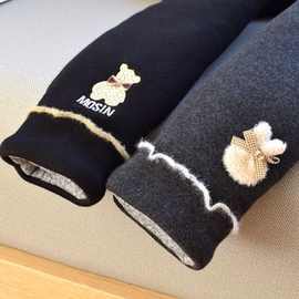 深冬儿童蚕丝棉裤三层夹棉加厚加绒女童外穿打底裤宝宝保暖靴时尚