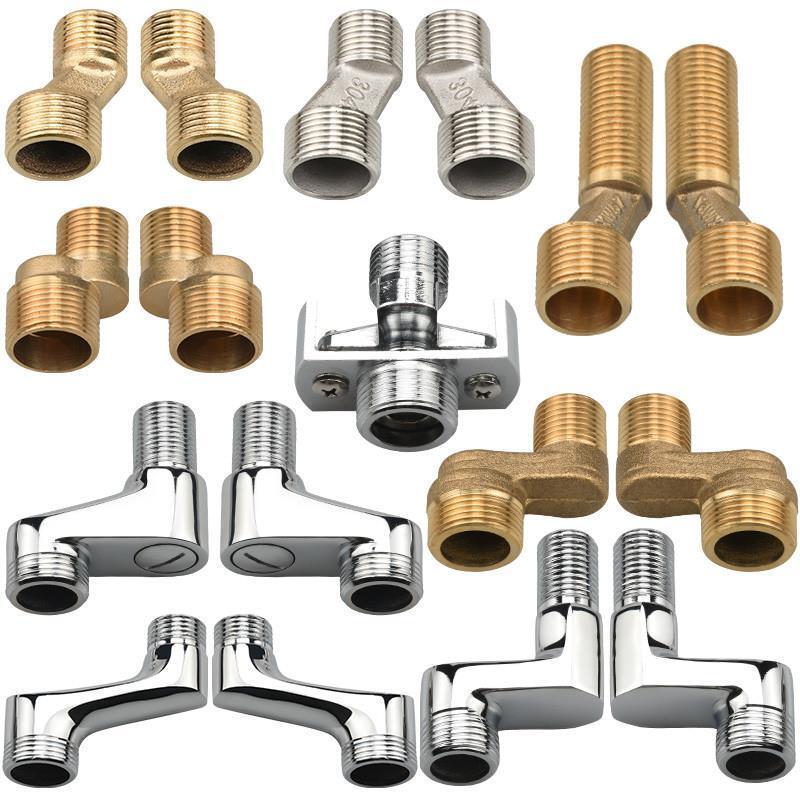 Shower Faucet Mixing Valve Curved Corner Shower Hot and Cold Water Inlet Extension Extension Widened All-Copper Conversion Accessories