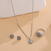 Wedding ring, earrings, necklace, set, European style, suitable for import, 3 piece set, wholesale