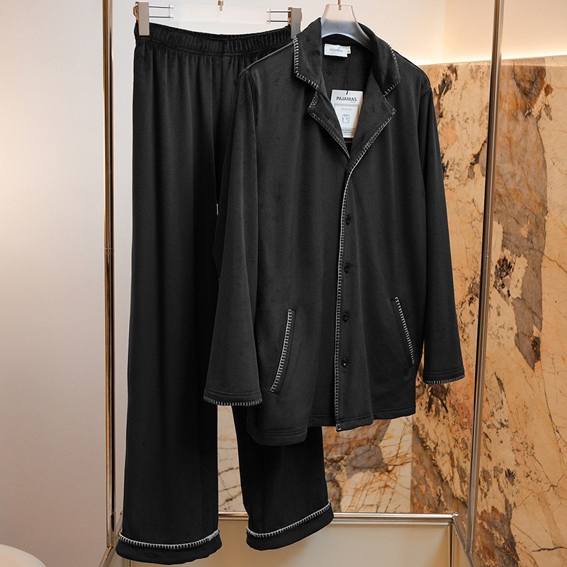 特价丝绒可外穿男女套装 秋冬加绒保暖情侣款睡衣裤家居服月子服|undefined