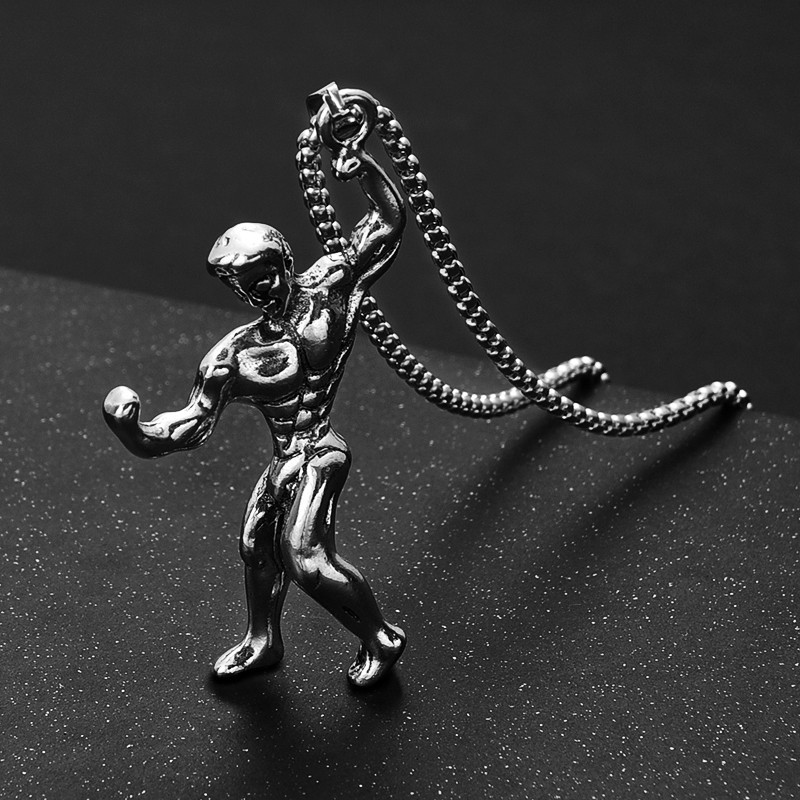 Collier d'haltérophilie pour hommes, pendentif de Fitness, de personnalité, Hip Hop, bijoux_voghion.com