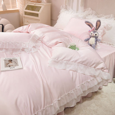 Princess wind Borneol sheet Quilt cover The bed Four piece suit Silk sliding Naked fresh Bed skirt Three Bed set