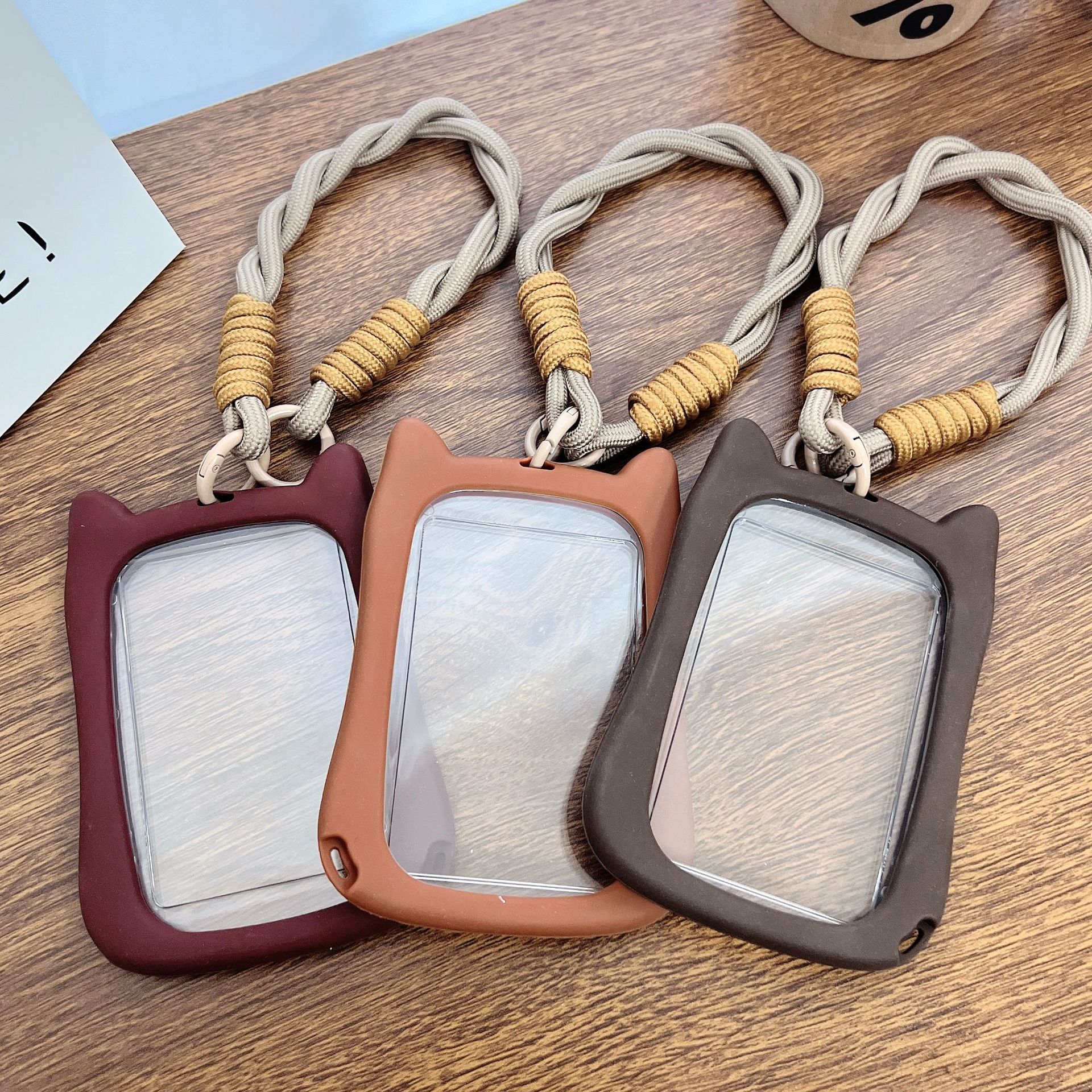 Cat Ear Card Case for Instagram Transparent Niche Cute Student Campus Card Campus Lanyard ID Holder Meal Card Case