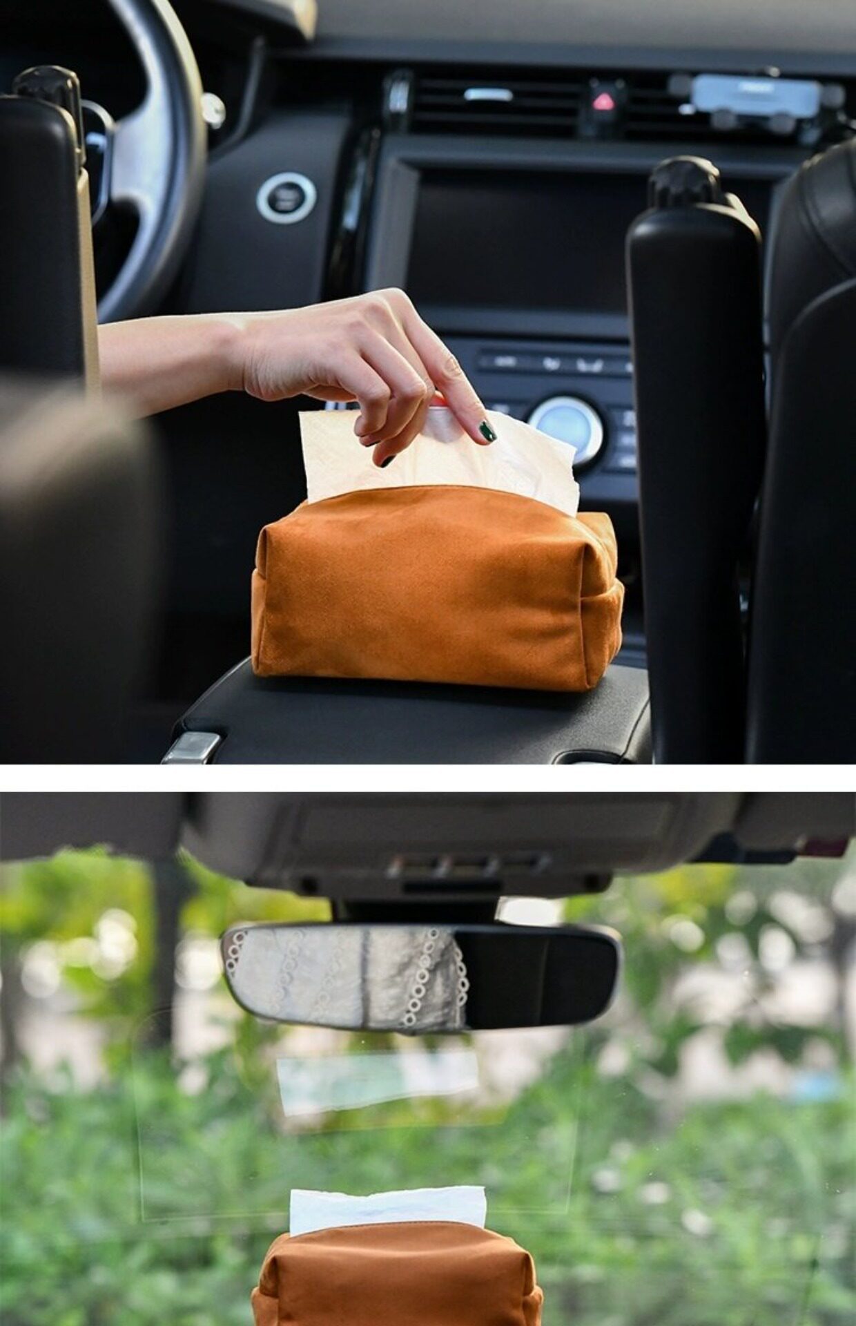 Tk Amazon Cross-Border Hot-Selling Magnetic Tissue Box Creative Tissue Holder Sunroof Car Tissue Box Automotive Supplies