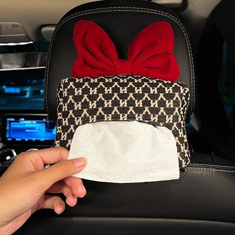 Caja de pañuelos para coche Caja de dibujo de coche creativa para mujer Caja de apoyabrazos para coche Bolsa de dibujo para colgar suministros de decoración de coche para mujer