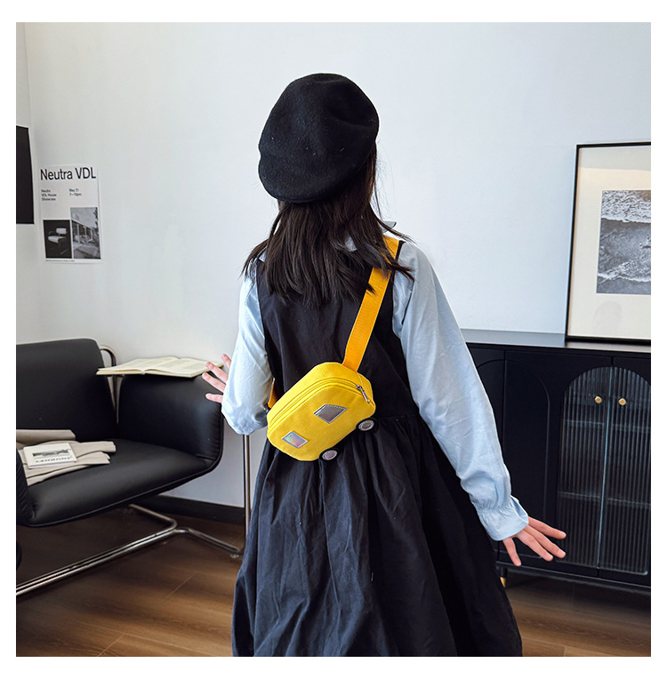 Niños Lienzo Color Sólido Lindo Hilo De Coser Cuadrado Cremallera Bolsas De Hombro display picture 9