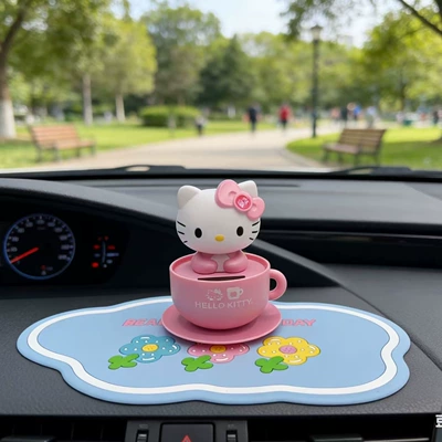 Car ornaments Car Accessories Dashboard Ornament - pink-kt-cat-blue-anti-slip-mat
