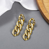 Golden acrylic fashionable chain, silver needle, earrings, European style, silver 925 sample, 2021 collection