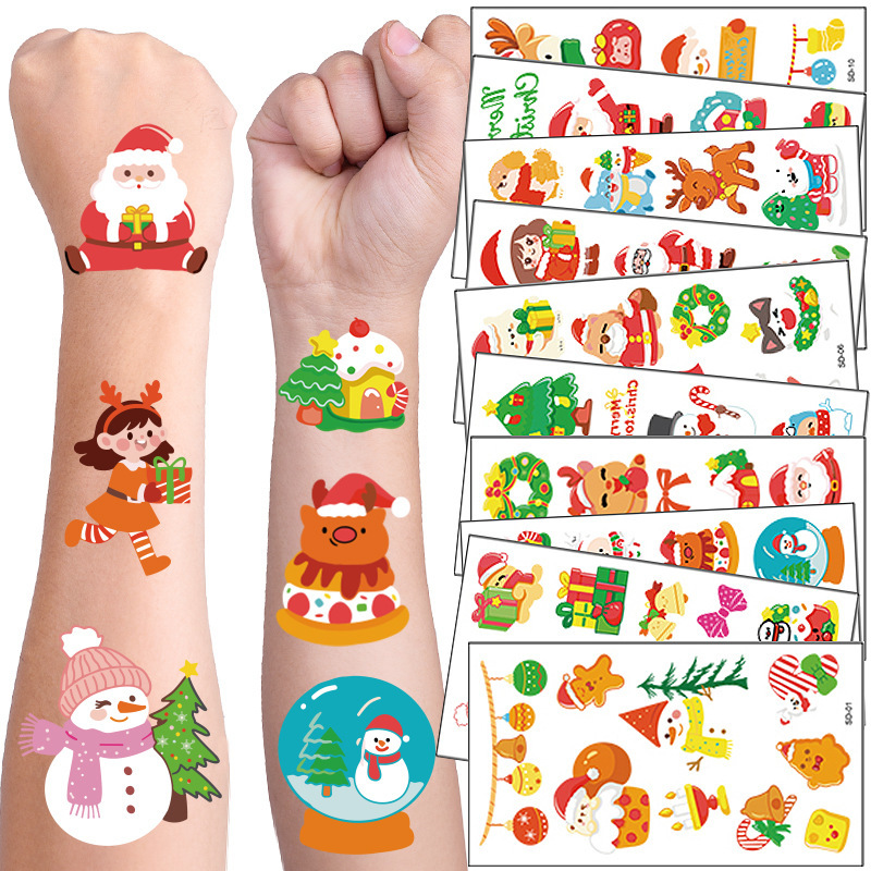 New Cross-Border Children's Cartoon Christmas Tattoo Stickers Waterproof New Year Holiday Party Face Temporary Stickers Wholesale New Cross-Border Children's Cartoon Christmas Tattoo Stickers Waterproof New Year Holiday Party Face Temporary Stickers Wholesale