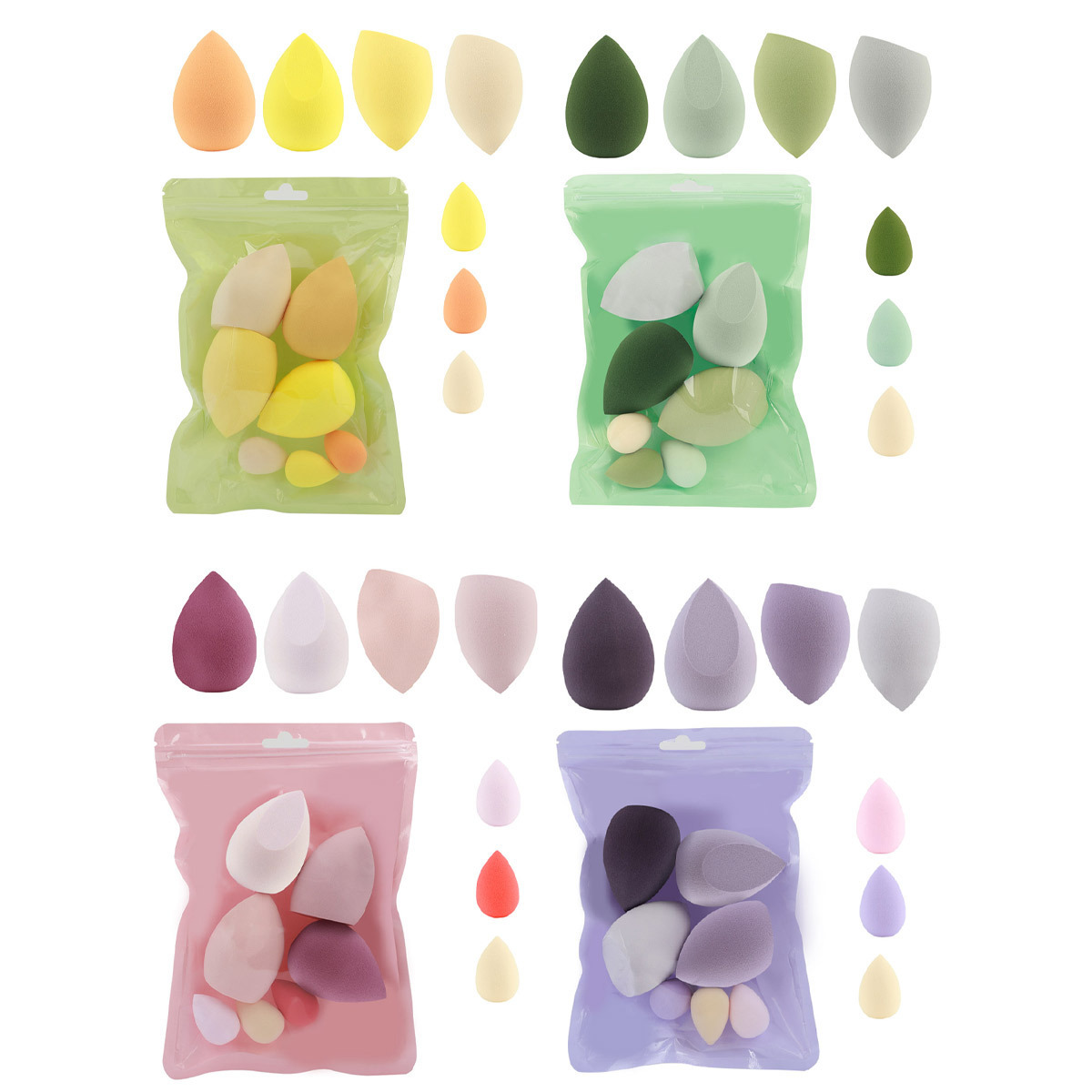 Huevos de maquillaje de macarrón transfronterizos 11 piezas de polvo conjunto de polvo de maquillaje húmedo no comer polvo esponja de maquillaje huevo de maquillaje de color