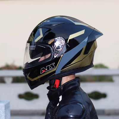 Motosiklet kaskı (dəbilqə) | Head Circumference Four Seasons Motorcycle - gold-ant-transparent-lenses-m