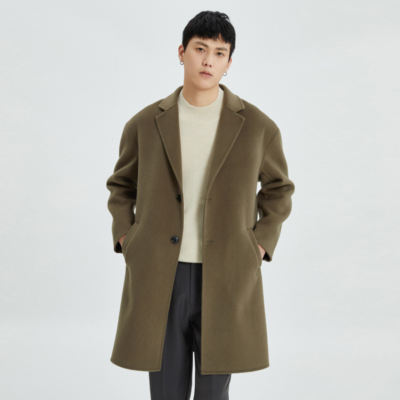 Demi-season double-sided woolen long suit for boys