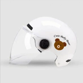 Standard 3C Certified Electric Vehicle, Motosiklet kaskı (dəbilqə) - whitebear-head-long-white-lenses