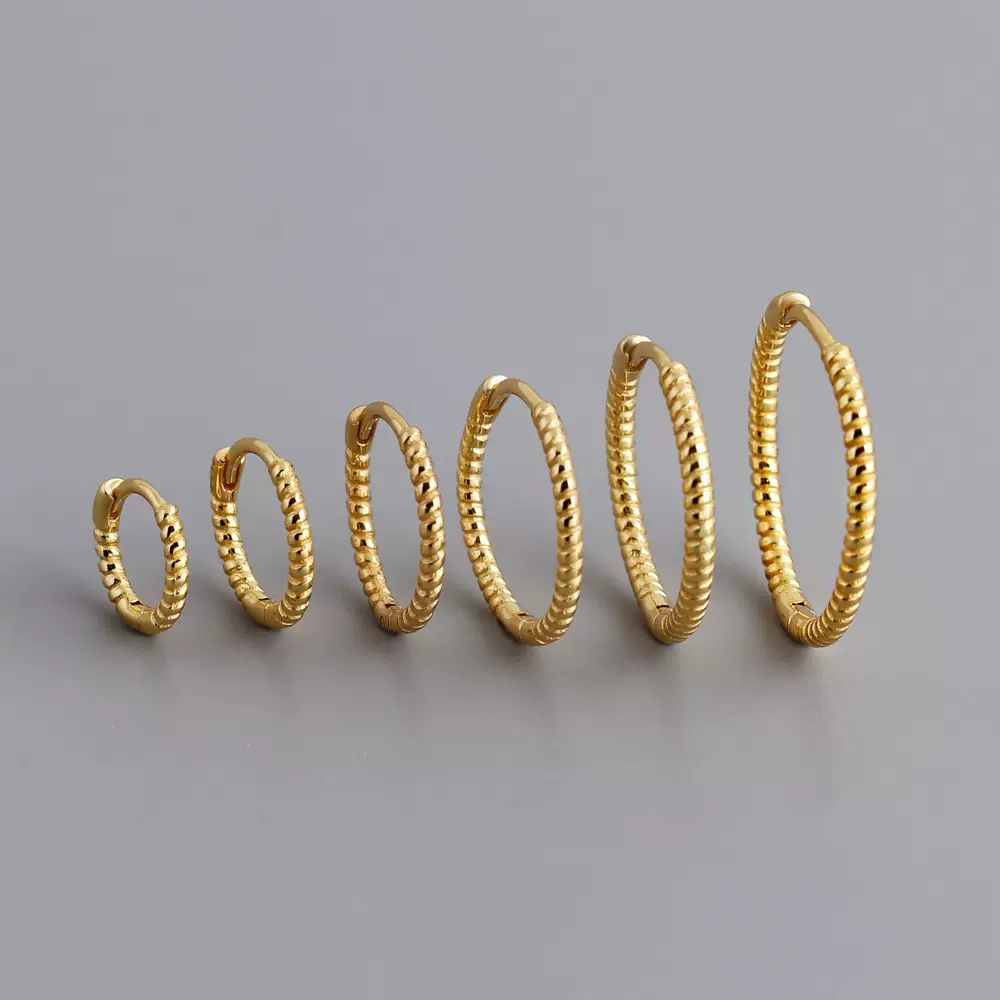 EH1558跨境欧美麻花扭绳形耳圈S925纯银耳扣高级感百搭时尚耳环女