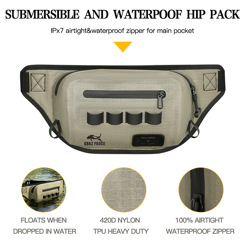 Gaf 4L Ipx7 Zipper 420D Nylon Double-Layer Tpu Waterproof Waist Bag Fly Fishing Floating Diving Waist Bag