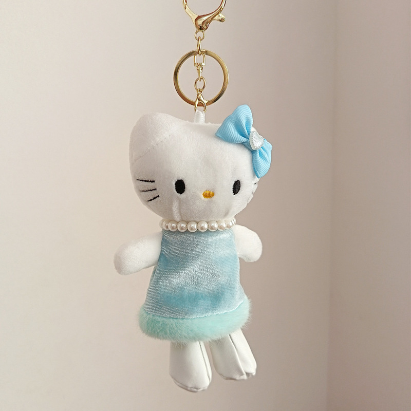 黑皮长腿贵妇珍珠爱心扣hellokitty包包挂件毛绒公仔玩偶挂饰LW|undefined