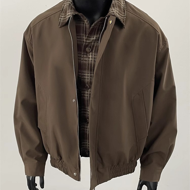 2025 nueva marca de moda callejera americana falsa de dos piezas costura contraste pareja otoño nicho diseño chaqueta sentido chaqueta