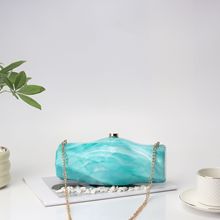 设计个性感不规则亚克力盒子包休闲百搭石头纹手拿斜挎包法棍包
