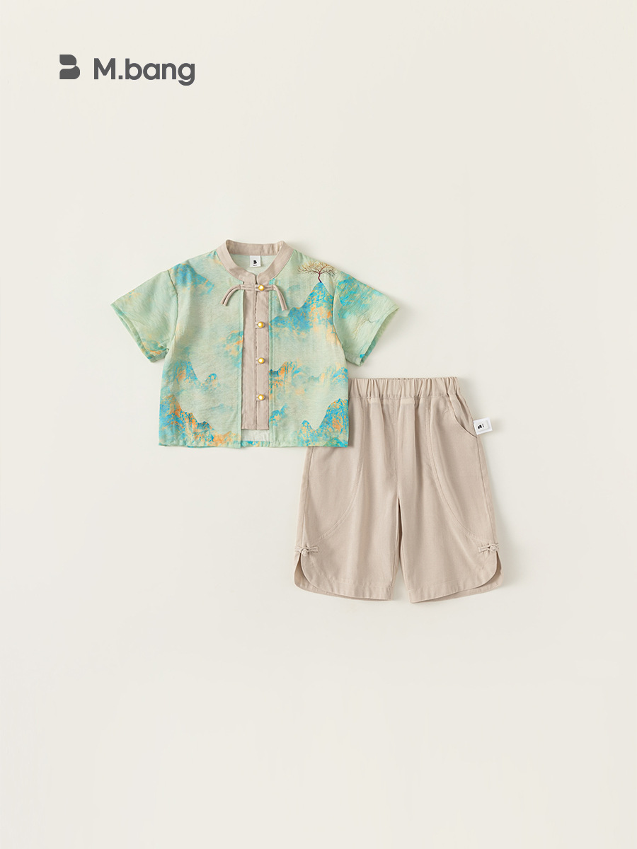 Bangchoan ropa para niños Hanfu dos piezas set de verano antiguo estilo Tang vestido tinta set de niños ropa de bebé image 4