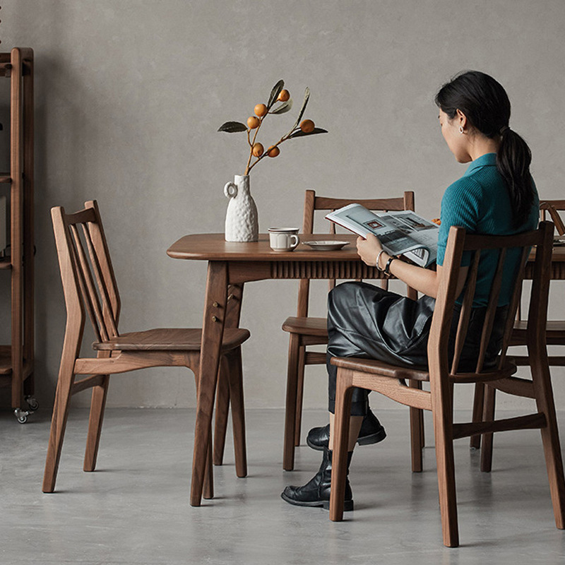 North American Black Walnut Back Chair Full Solid Wood Dining Furniture Small Home Studio Windsor Chair Designer Leisure Chair