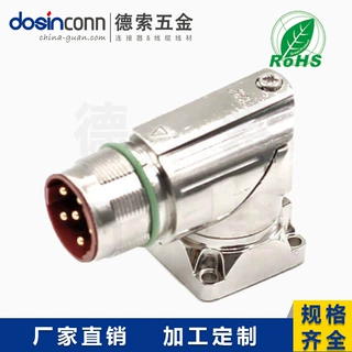 M23重载连接器弯角6芯公插座工业连接器