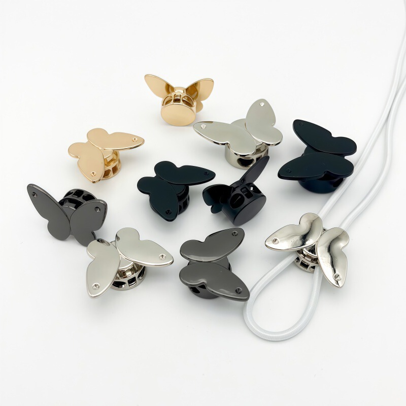 Metal Butterfly Spring Buckle, Snap Lock, Elastic Adjustment Buckle, Cord Stopper, Pig Nose Buckle, Garment Accessories, Buttons Metal Butterfly Spring Buckle, Snap Lock, Elastic Adjustment Buckle, Cord Stopper, Pig Nose Buckle, Garment Accessories, Buttons