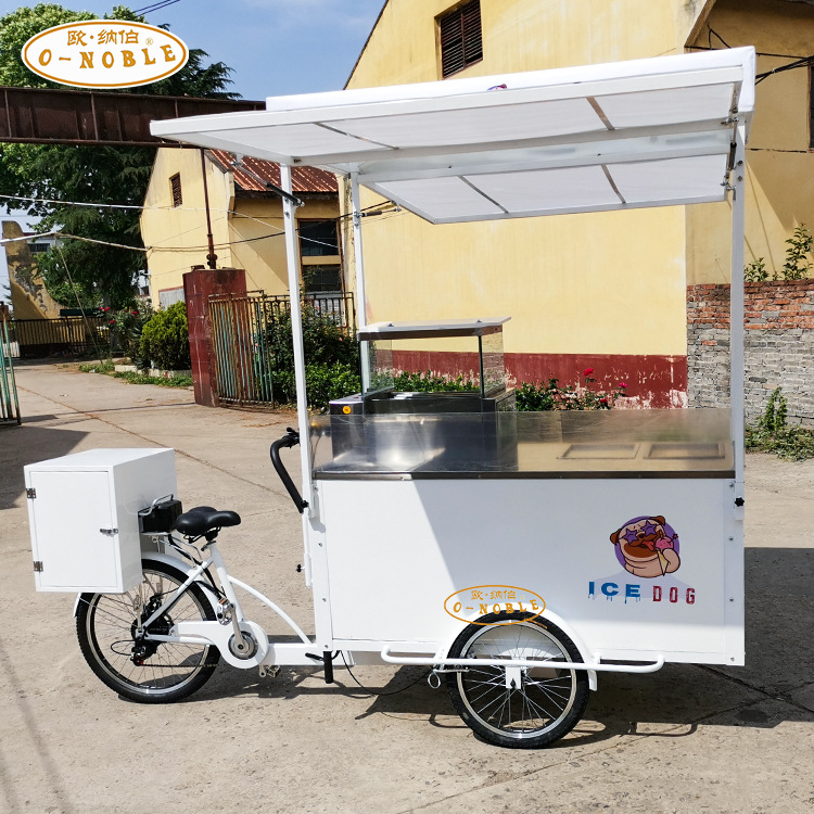 欧纳伯流动摆摊炒冰自行车网红厚切炒酸奶小吃车电动倒骑驴三轮车