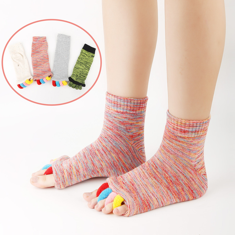 Cross-Border Japanese and Korean Colored Toe Yoga Split Toe Socks for Women, Open-Toe Socks to Correct Thumb Valgus, Five-Toe Socks