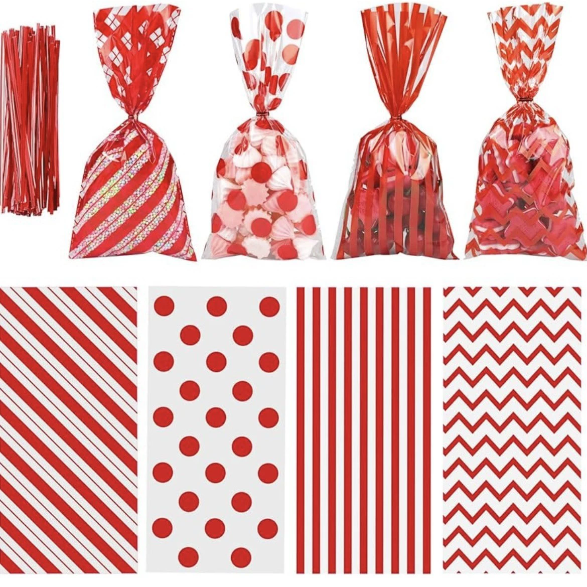 Amazon OPP плоский мешок для упаковки в полоску для вечеринки с точками