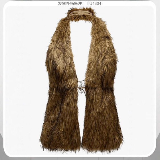 Women's Vest Cross Decorated Lace-Up Fur Vest Imitation Wolf Dog Fur Coat