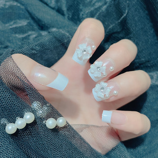 Studio bridal manicure finished fake nails wholesale French wear nail patch fingernail manicure tools