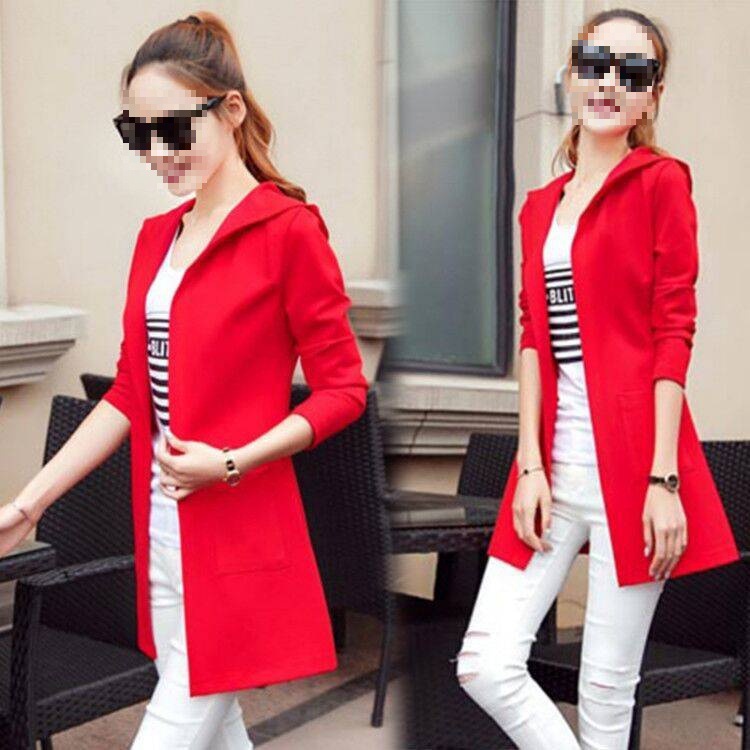 Thin Slim Fit Mid-Length Jacket Women's Spring and Autumn New Korean Style Fashion Student Versatile Slim Hooded Windbreaker