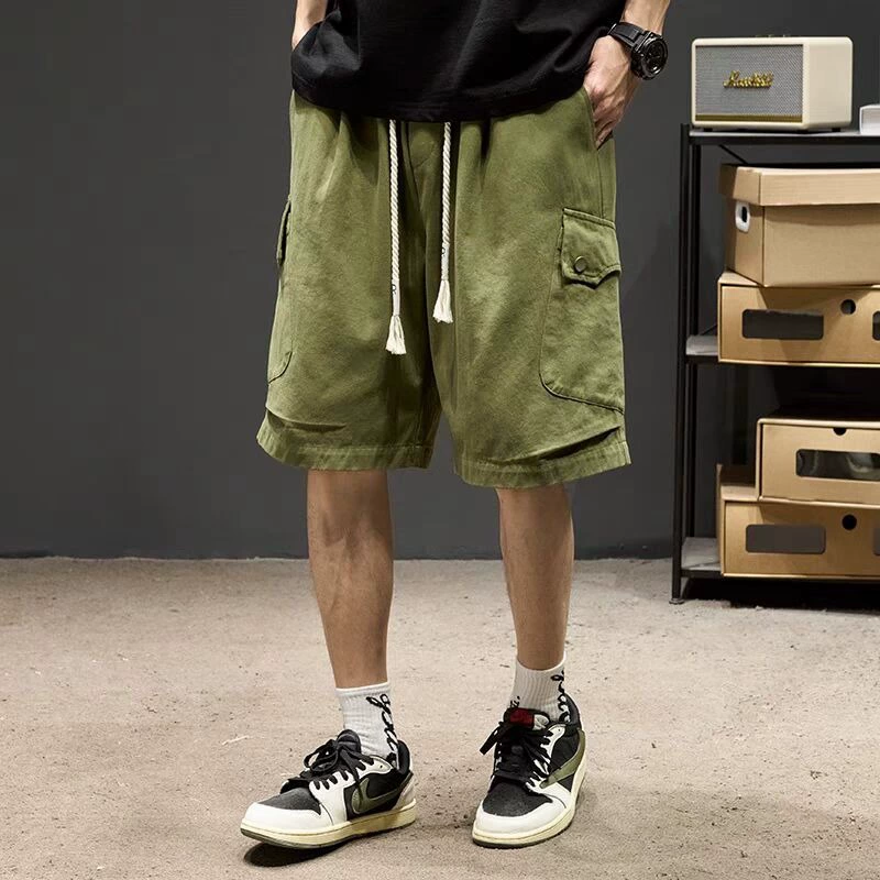 Летние повседневные модные брендовые шорты-карго больших размеров в японском стиле с несколькими карманами, тонкие свободные модные прямые шорты средней длины