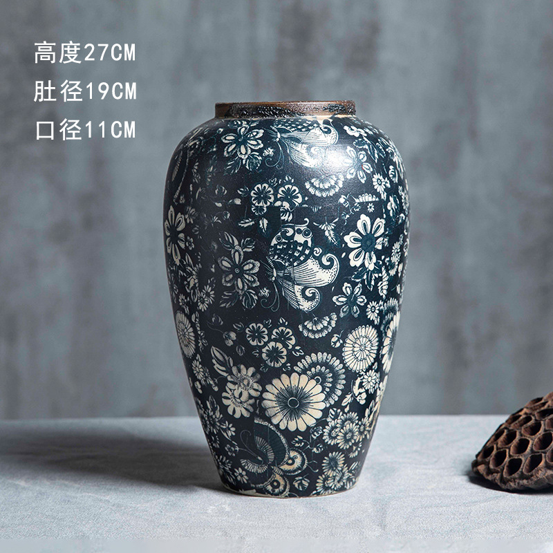 Jingdezhen vasijas de cerámica ornamentos floral sala de estar nueva decoración china porche ornamentos vasijas de cerámica vintage maceta de flores