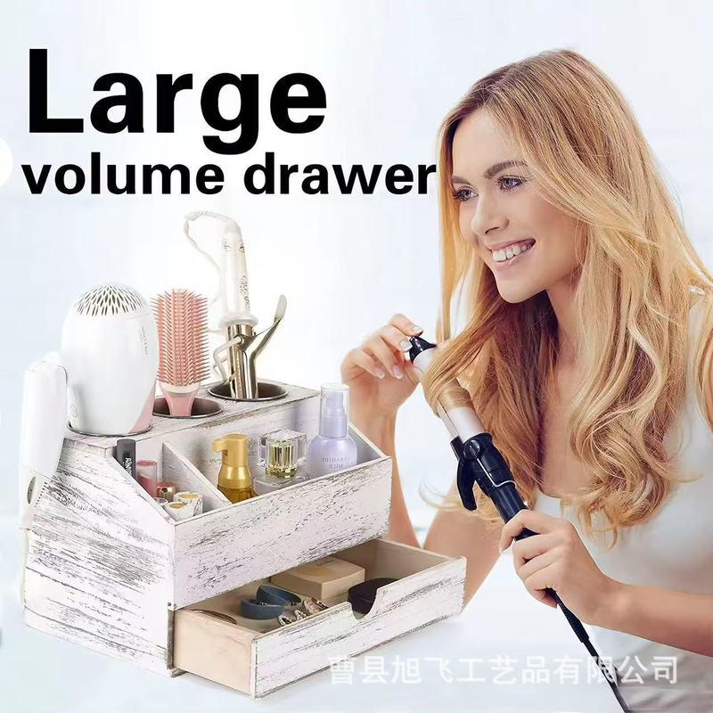 跨境竹质桌面化妆品盒竹木带抽屉收纳木盒化妆品收纳盒梳妆台|undefined